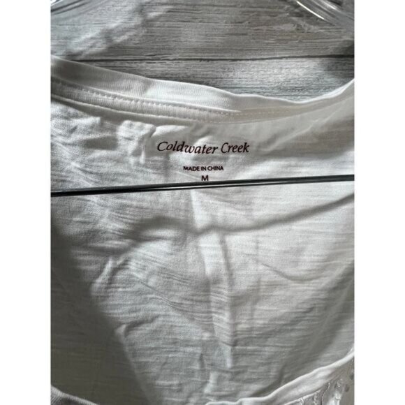 Coldwater‎ Creek White Tank Blouse Embroidered Sequined Medium NWT - Picture 3 of 5